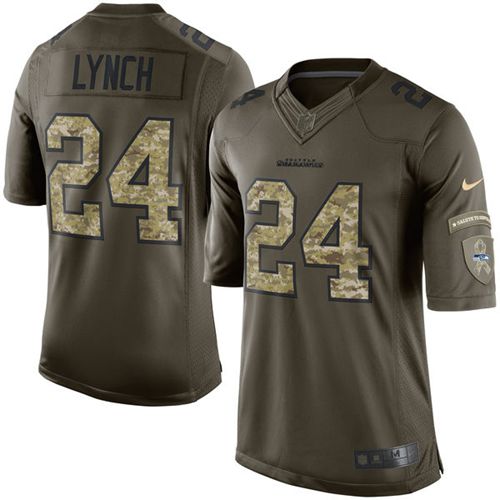 Nike Seahawks #24 Marshawn Lynch Green Men's Stitched NFL Limited Salute to Service Jersey - Click Image to Close
